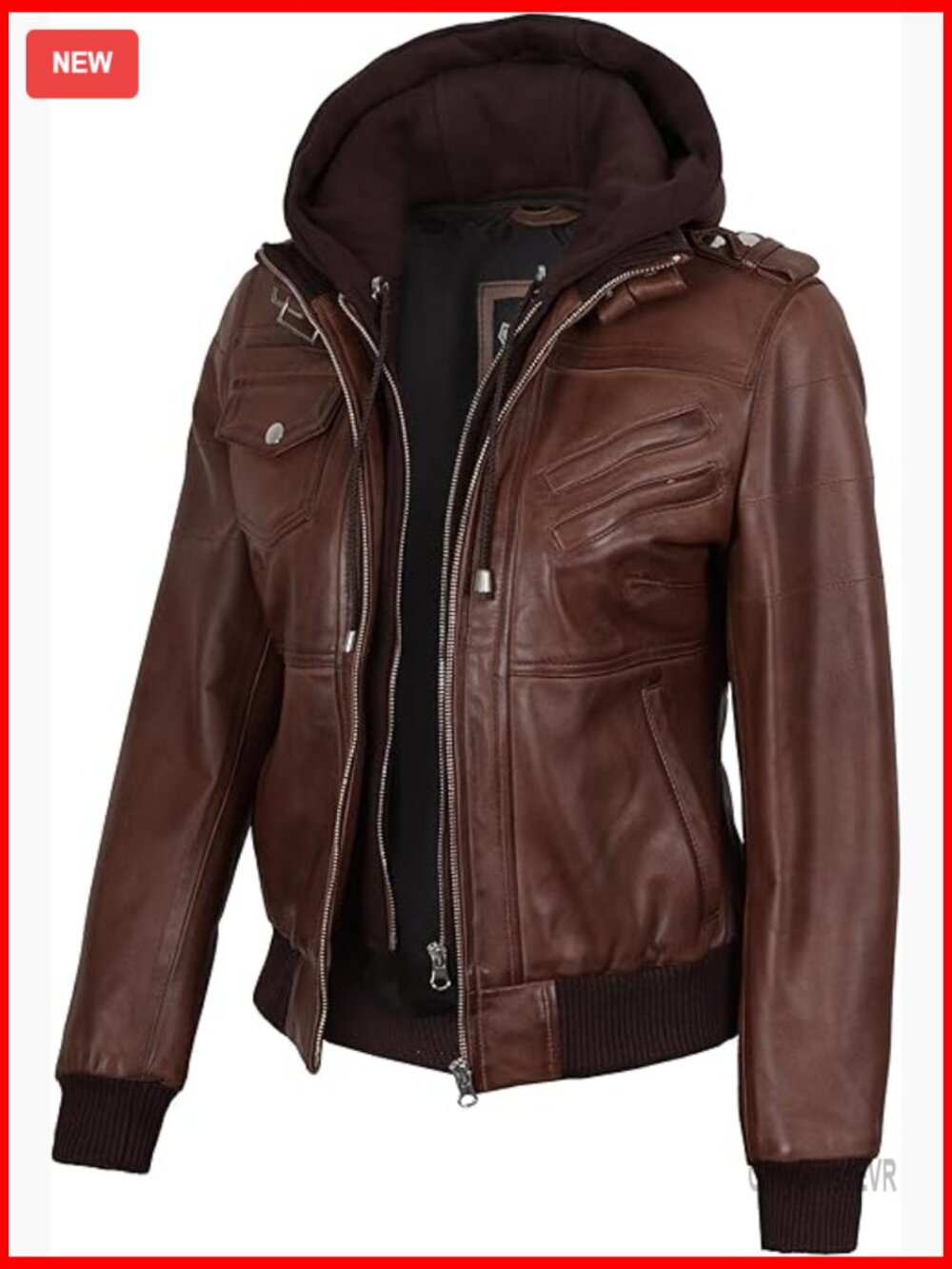Real Lambskin Leather Bomber Jacket With Detachable Hood Women's